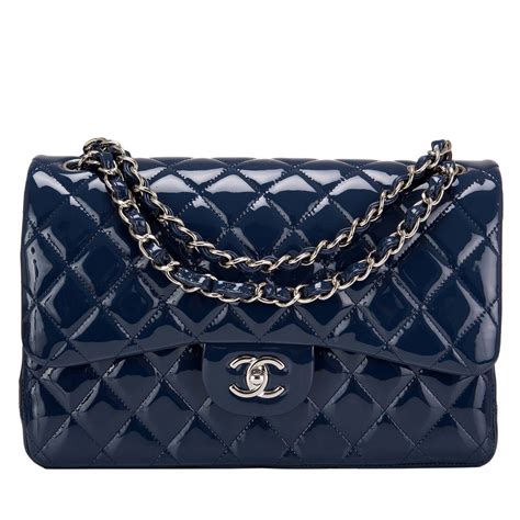 chanel navy patent leather jumbo single flap|Chanel handbags flap.